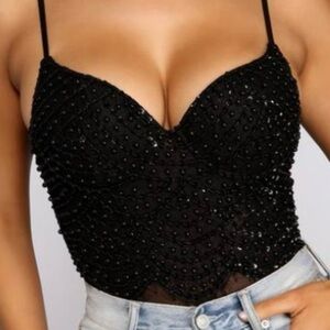 Windsor Black Beaded Evening Top